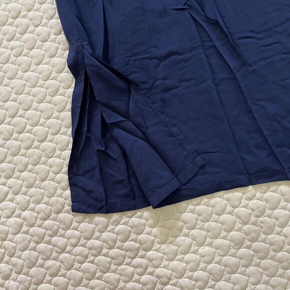 NWOT Tory Burch Smocked Shoulder-Tie Jumpsuit Size XS Navy Blue - Picture 9 of 13